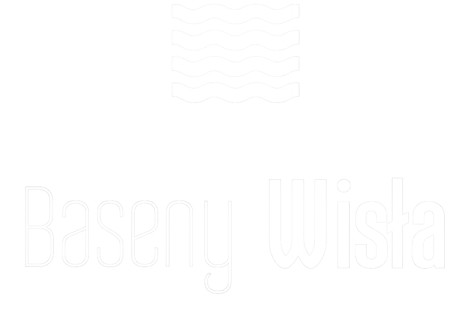 Oficjalne logo kompleksu Baseny Wisła – biały sygnet z falami nad napisem na czarnym tle.